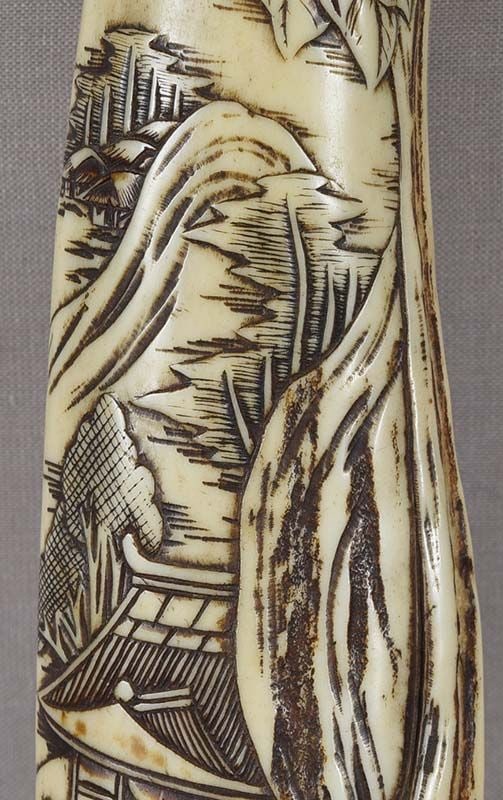 19c ASAKUSA KISERUZUTSU Japanese pipe case SCHOLARLY LANDSCAPE - 4