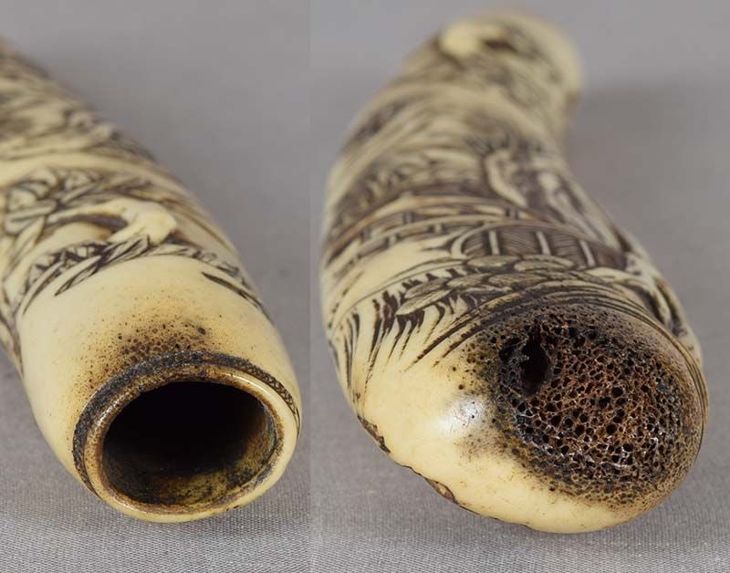 19c ASAKUSA KISERUZUTSU Japanese pipe case SCHOLARLY LANDSCAPE - 6