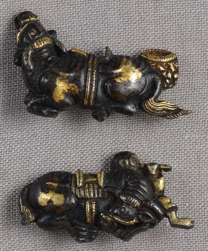 Pair 19c Japanese sword MENUKI BOY & BUFFALOS - 4