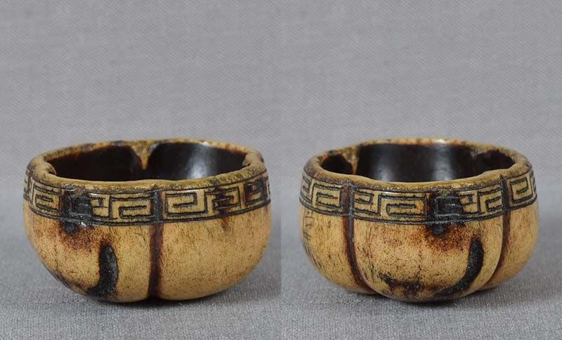 19c Asakusa netsuke staghorn BOWL same artist as ex Roosevelt - 2