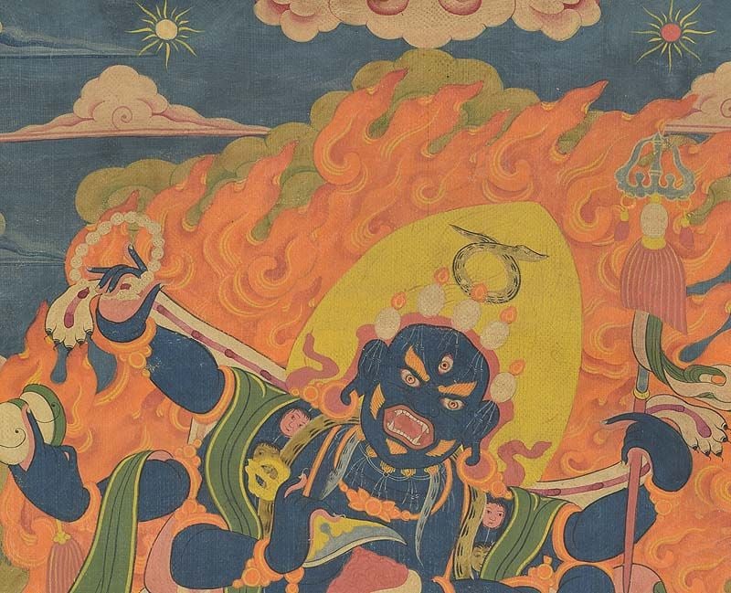 18/19c Tibetan thangka 6-armed DHARMAPALA MAHAKALA - 3