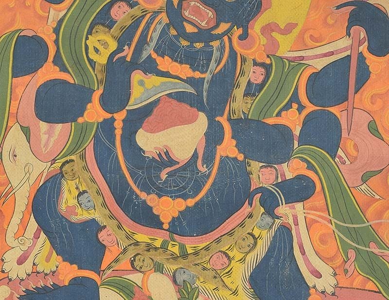 18/19c Tibetan thangka 6-armed DHARMAPALA MAHAKALA - 4
