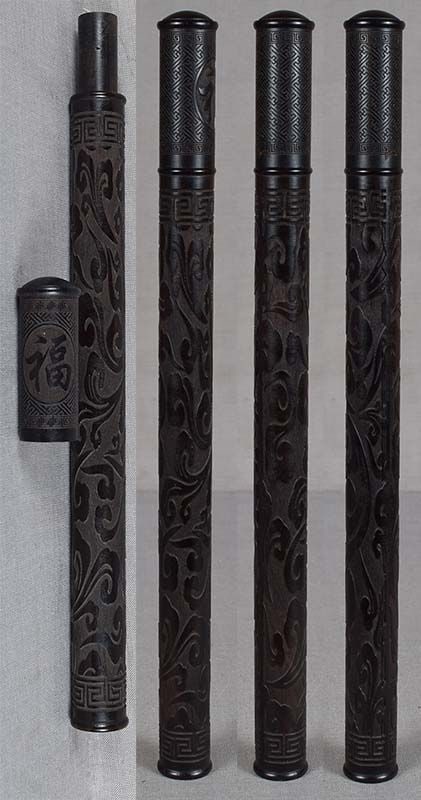 Vintage Japanese black persimmon INCENSE STICK CONTAINER - 2
