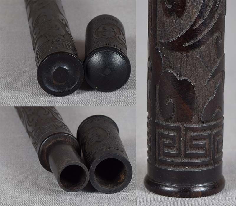 Vintage Japanese black persimmon INCENSE STICK CONTAINER - 3