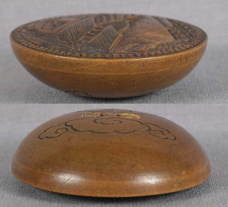 19c manju netsuke SCHOLARLY LANDSCAPE Mt FUJI - 3
