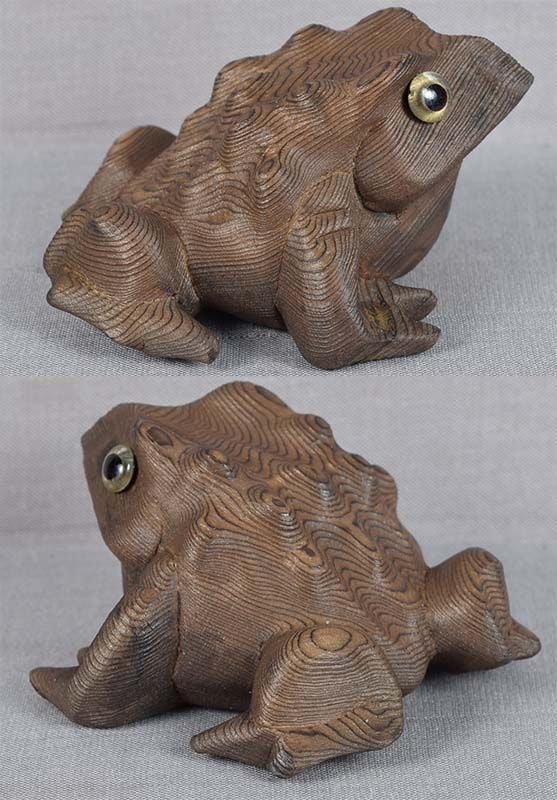 Vintage Japanese okimono seated TOAD - 2