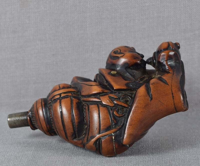 19c netsuke YAMABUSHI warrior priest BENKEI in trumpet - 4