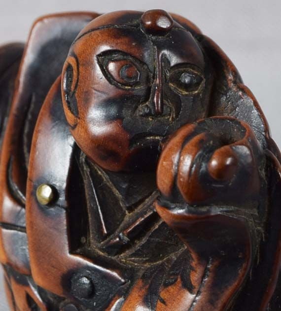 19c netsuke YAMABUSHI warrior priest BENKEI in trumpet - 5