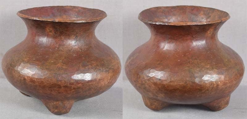 19c Japanese hammered copper TRIPOD by JUZAN - 2