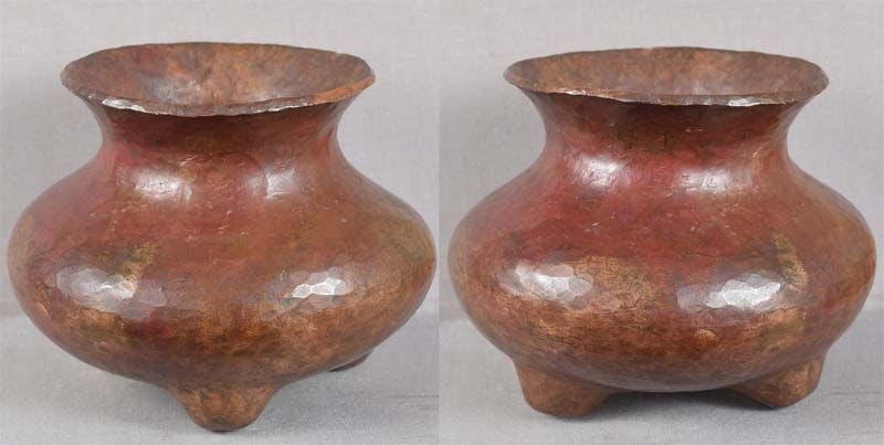19c Japanese hammered copper TRIPOD by JUZAN - 4
