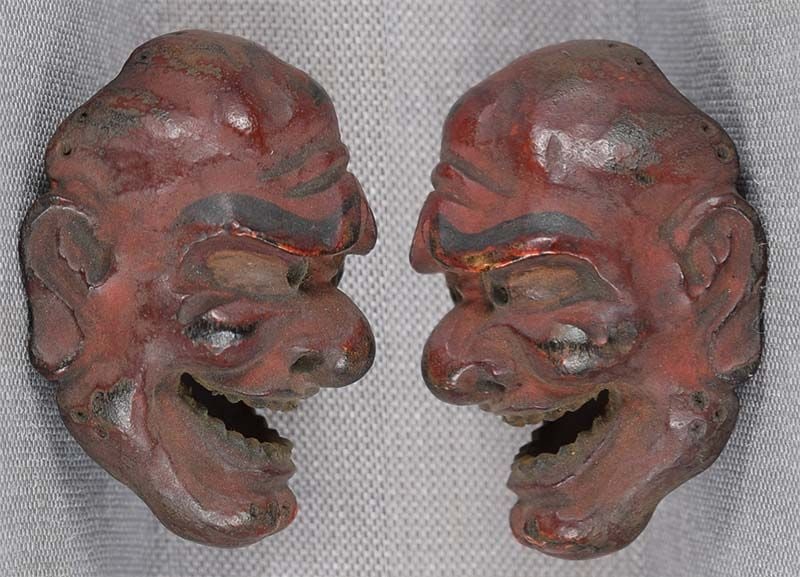 19c netsuke MASK DISTRESSED MAN by RYUUN - 2