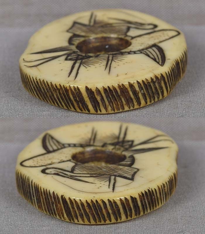 19c marine netsuke CRANE & pines - 5