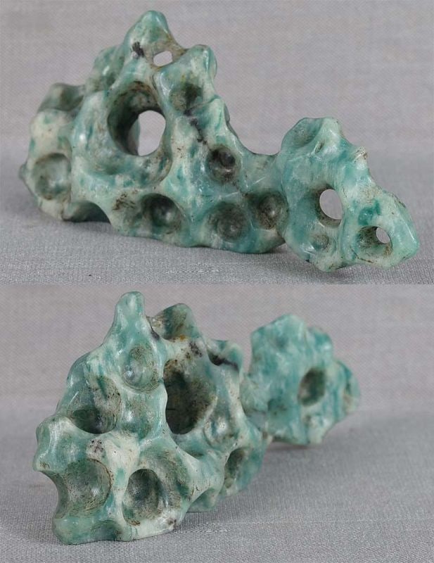 Vintage Chinese scholar BRUSH REST soapstone as Taihu rock - 3