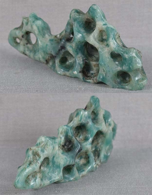 Vintage Chinese scholar BRUSH REST soapstone as Taihu rock - 4
