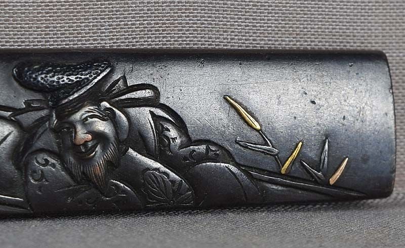 19c Japanese sword KOZUKA Ebisu on boat by SHOGETSUSAI HARUYUKI - 2