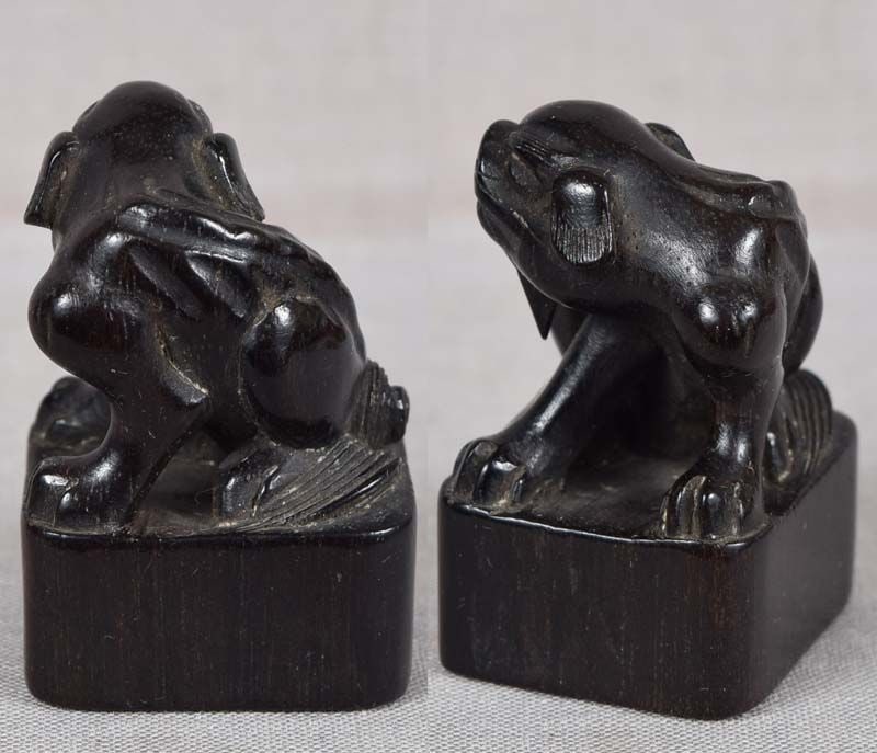 Early 19c ebony netsuke SHISHI - 3