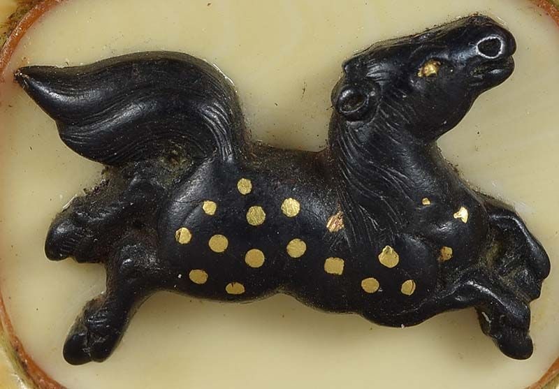 19c netsuke GALLOPING HORSE Japanese sword menuki - 2