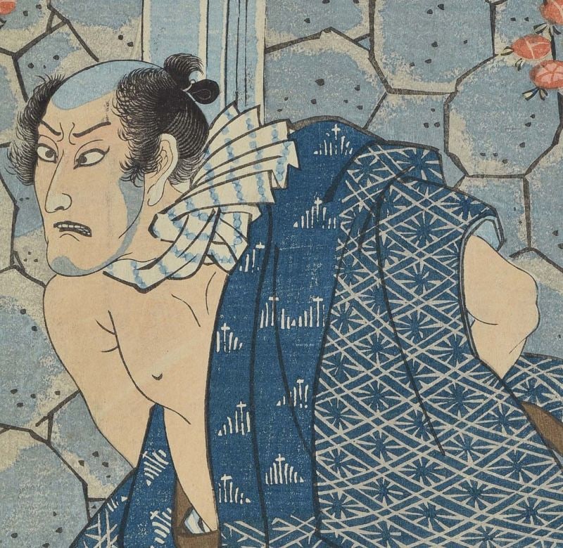 1850s Japanese print diptych BUDDHIST NUN & bandit by KUNIYOSHI - 4