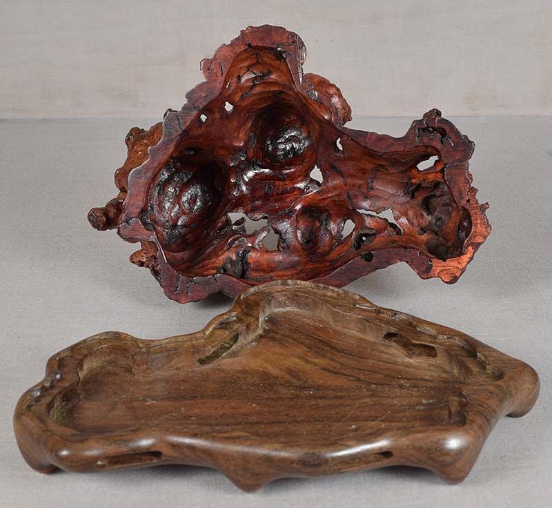 Vintage Chinese scholar INCENSE BURNER scholars rock brush rest - 6