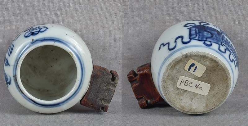 19c Chinese porcelain bird cage BIRD FEEDER / water cup SCHOLAR OBJECT - 4