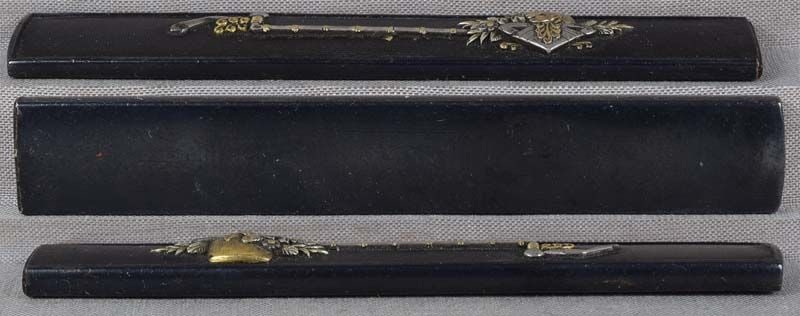 19c Japanese sword KOZUKA ritual ladle & flowers - 4