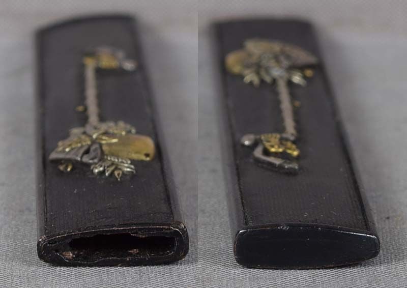 19c Japanese sword KOZUKA ritual ladle & flowers - 5