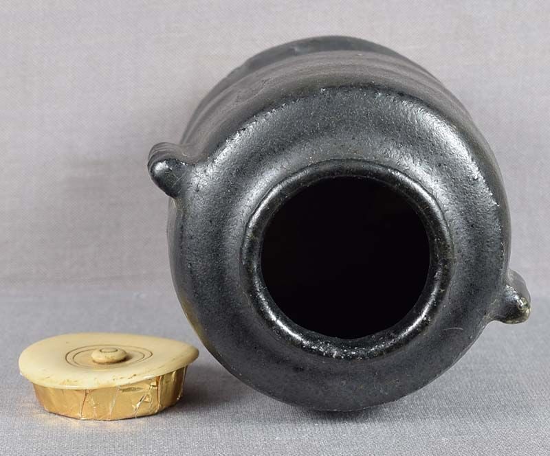 19c tea ceremony BLACK ORIBE tea caddy CHAIRE - 5