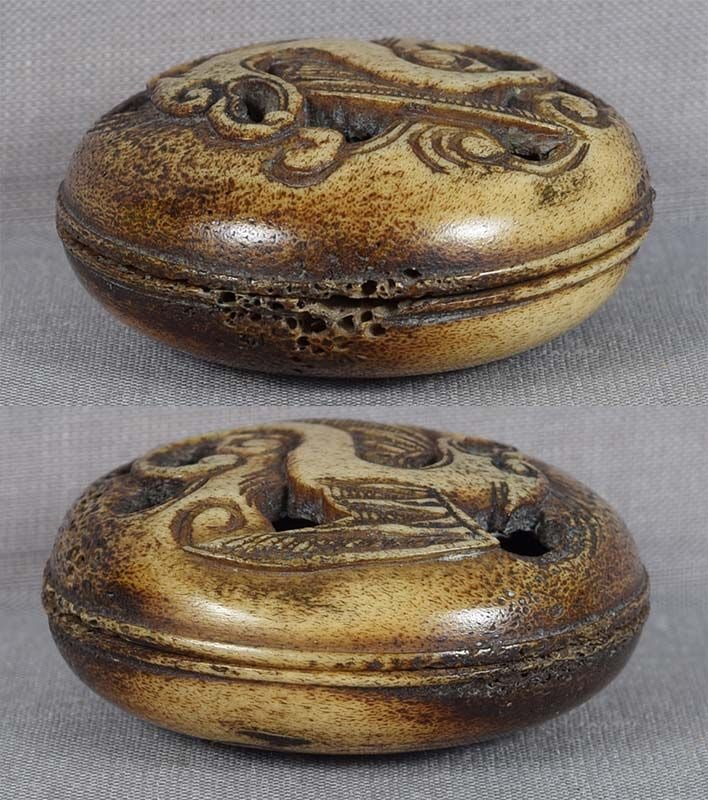 19c staghorn Asakusa netsuke DRAGON in flight - 3