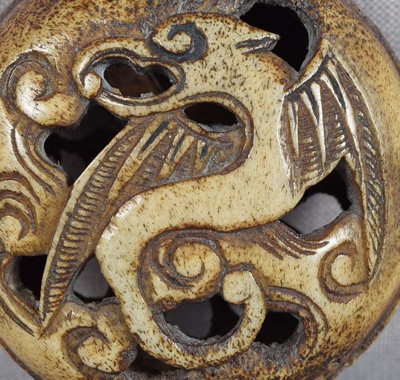 19c staghorn Asakusa netsuke DRAGON in flight - 4