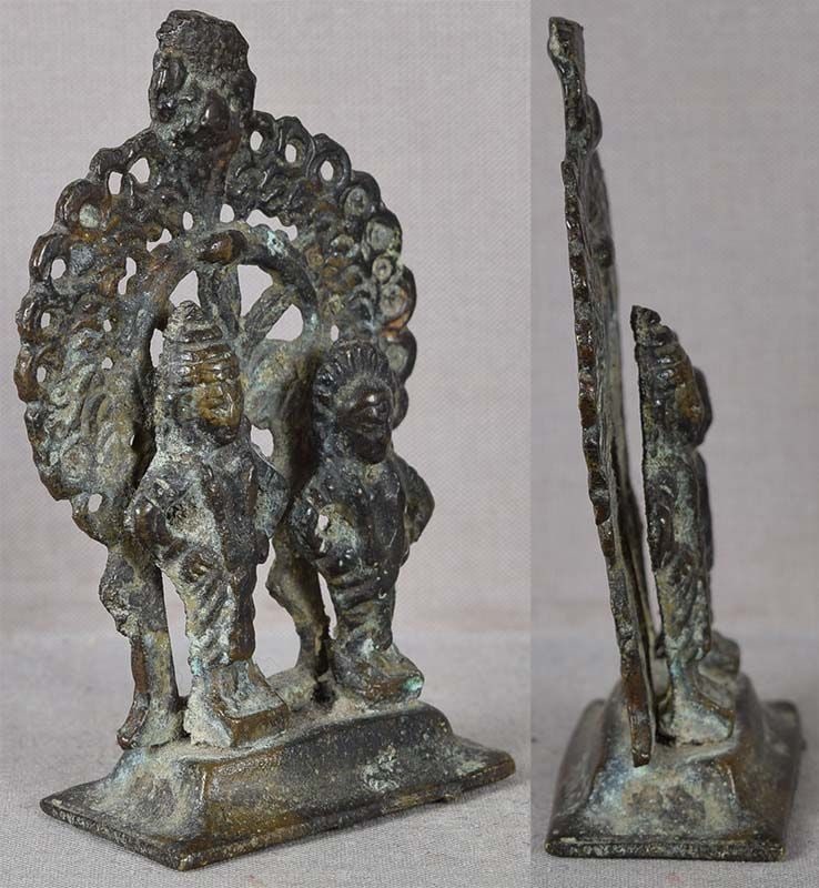 18c Indian bronze votive statue VITTHALI & RUKMINI - 2