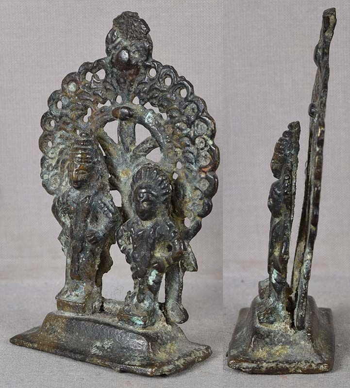 18c Indian bronze votive statue VITTHALI & RUKMINI - 3