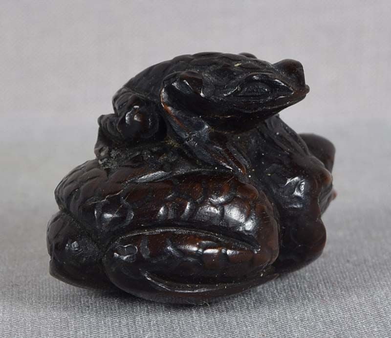 19c netsuke FROG & young by HYAKUSEN - 5