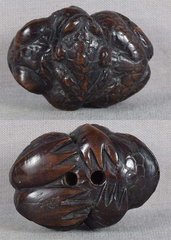 19c netsuke FROG & young by HYAKUSEN - 6