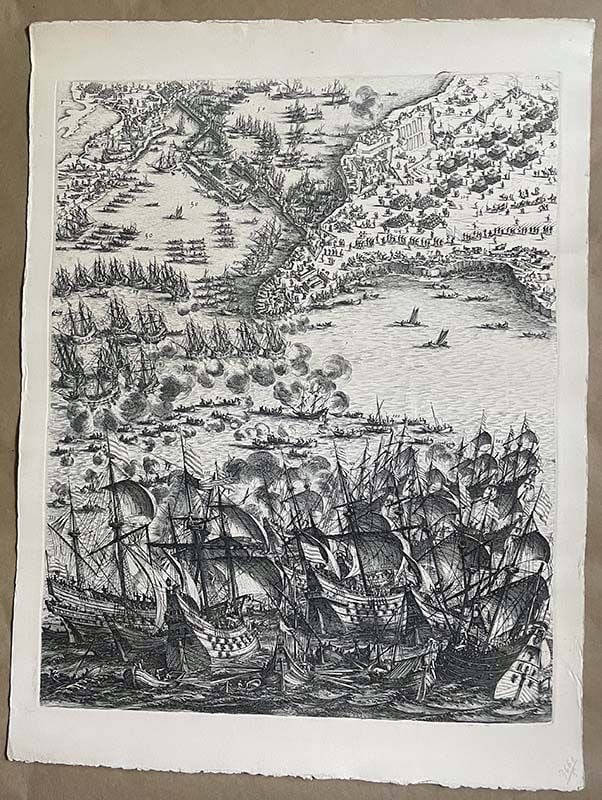 19c SIX ENGRAVINGS Naval battle SIEGE of LA ROCHELLE by JACQUES CALLOT - 2