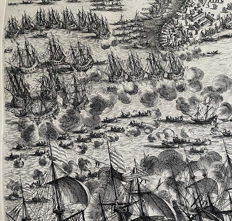 19c SIX ENGRAVINGS Naval battle SIEGE of LA ROCHELLE by JACQUES CALLOT - 4