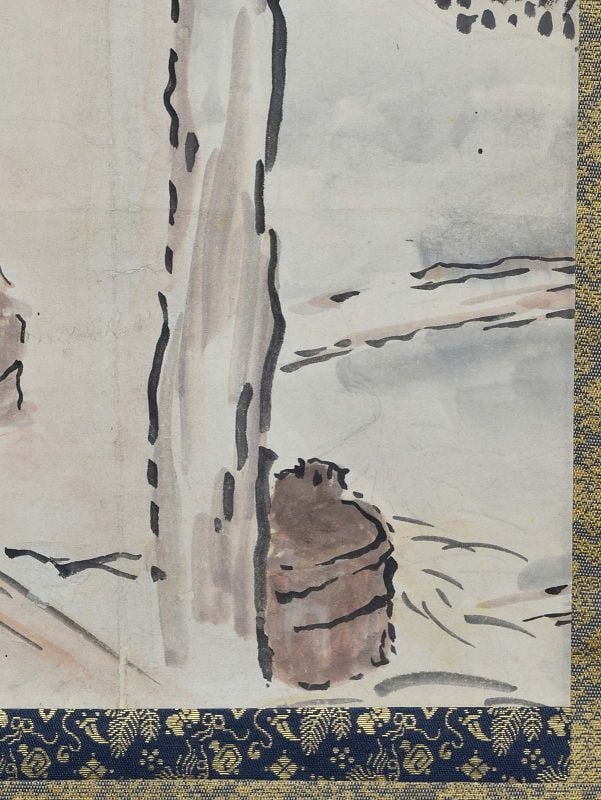 19c Japanese scroll painting CARRYING WATER - 5