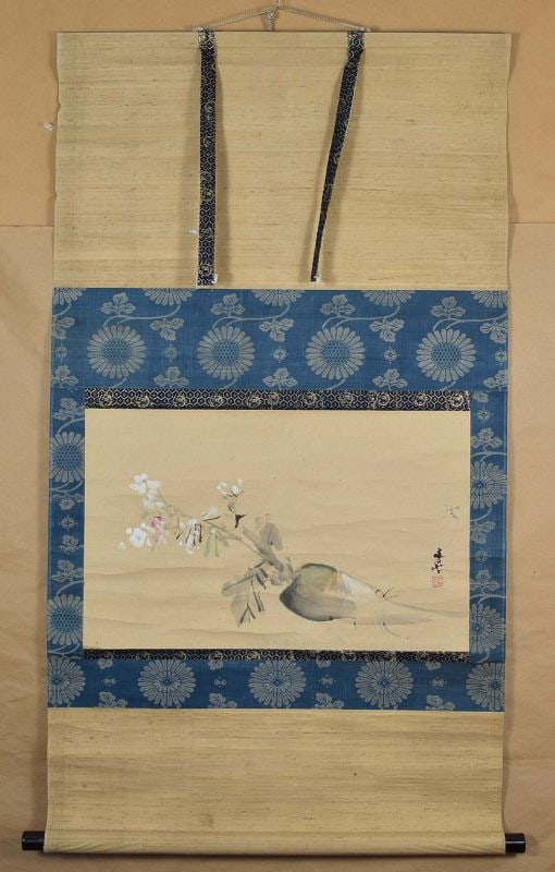 Early 19c Japanese scroll painting RADISH by TANI BUNCHO - 2