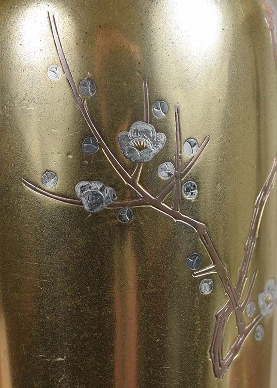 1900s Meiji Japanese bronze VASE ROOSTER on cherry by KOSHU - 4