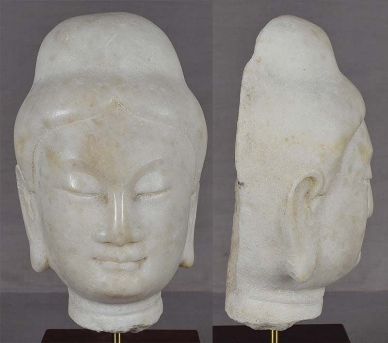 18c Chinese MARBLE HEAD of the BUDDHA - 3
