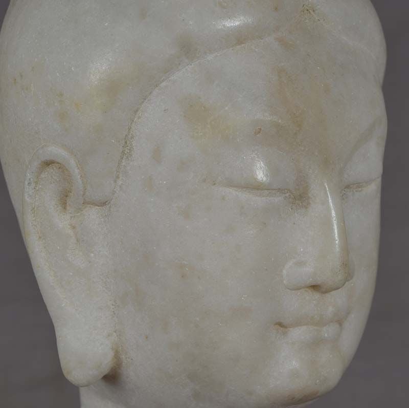18c Chinese MARBLE HEAD of the BUDDHA - 5