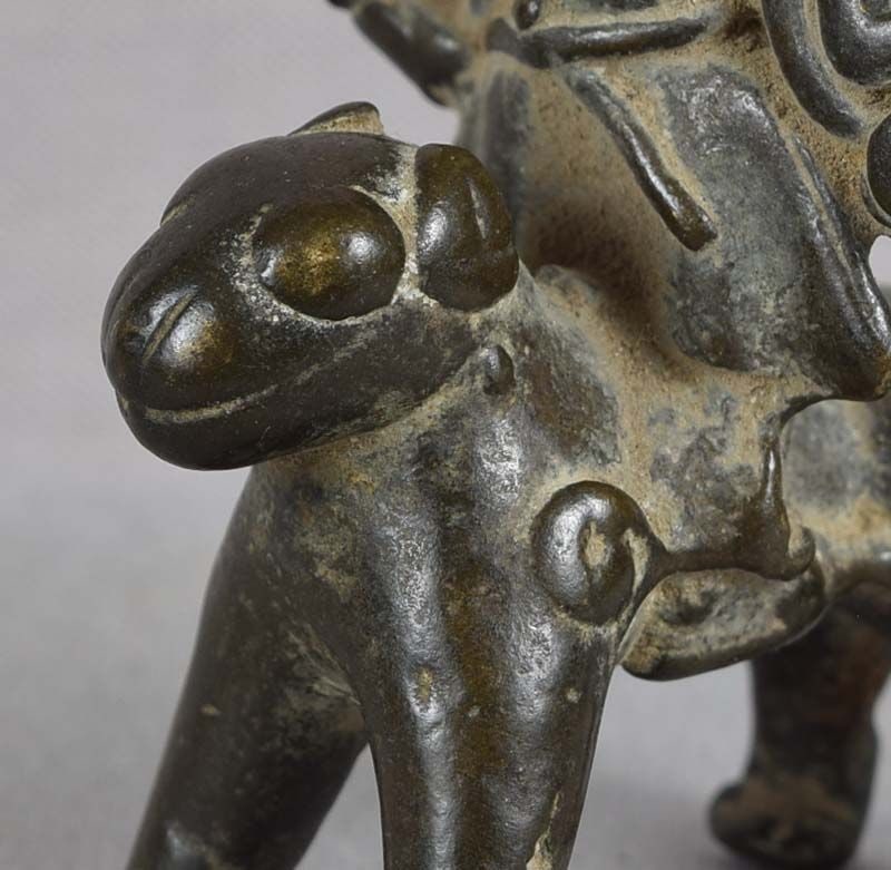 18c Indian bronze GODDESS DURGA riding LION - 6