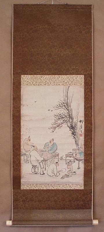 Japanese scroll painting SCHOLARS wine by KOKEISAI - 2