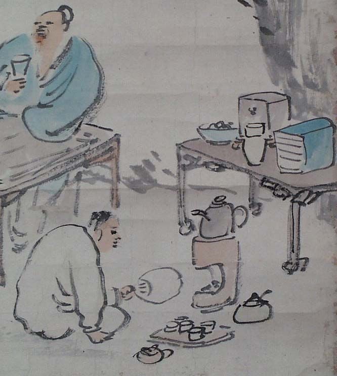 Japanese scroll painting SCHOLARS wine by KOKEISAI - 3