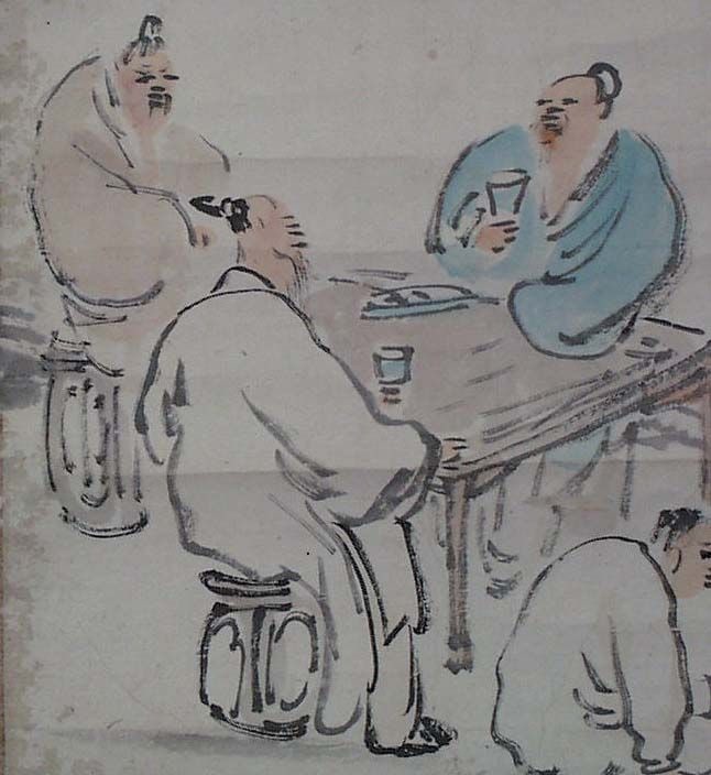 Japanese scroll painting SCHOLARS wine by KOKEISAI - 5