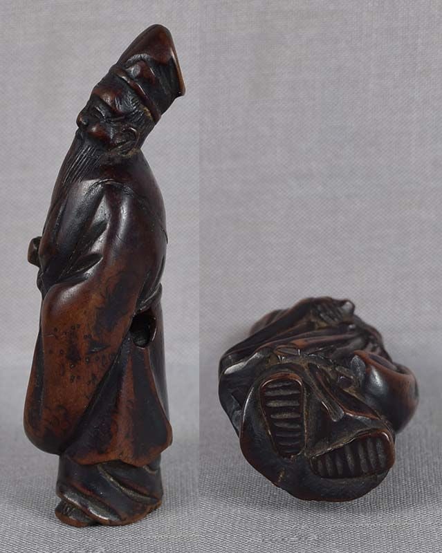 19c netsuke SENNIN TOBOSAKU with peach - 6
