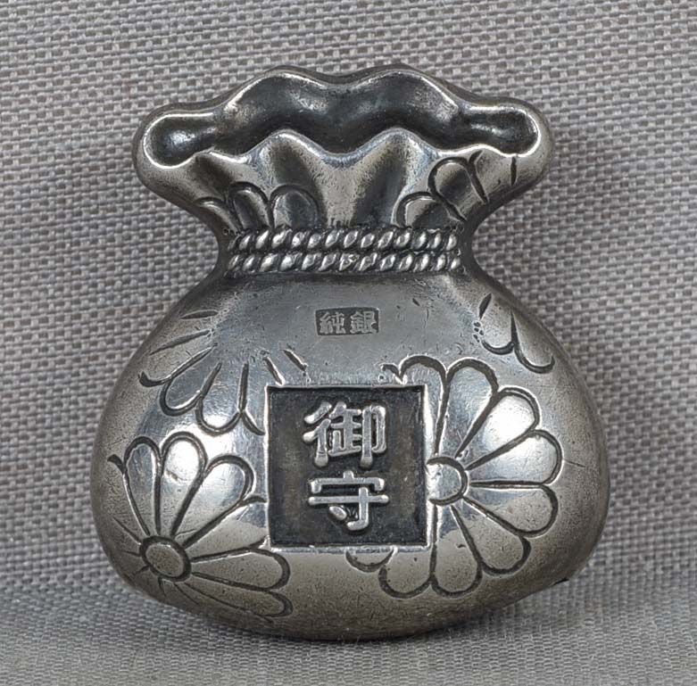 19c silver netsuke NACHI SHRINE AMULET - 2