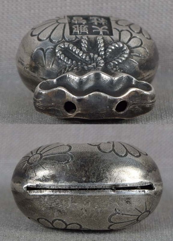 19c silver netsuke NACHI SHRINE AMULET - 3