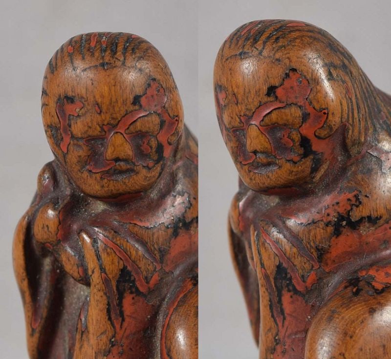 18c SHUNGA netsuke WOMAN with mushroom & drum - 2