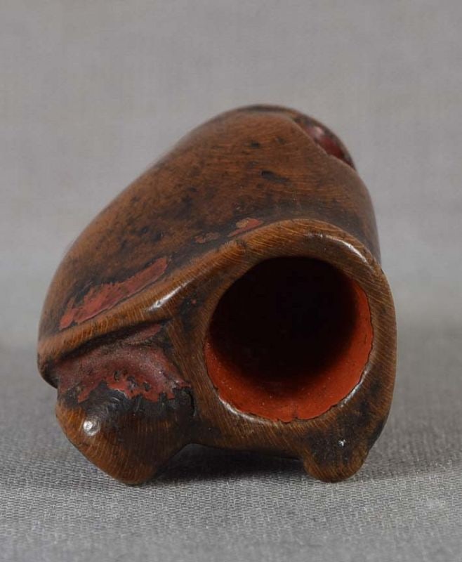 18c SHUNGA netsuke WOMAN with mushroom & drum - 6