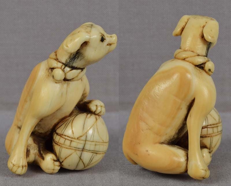 18c netsuke DOG with ball by MASAYOSHI - 4